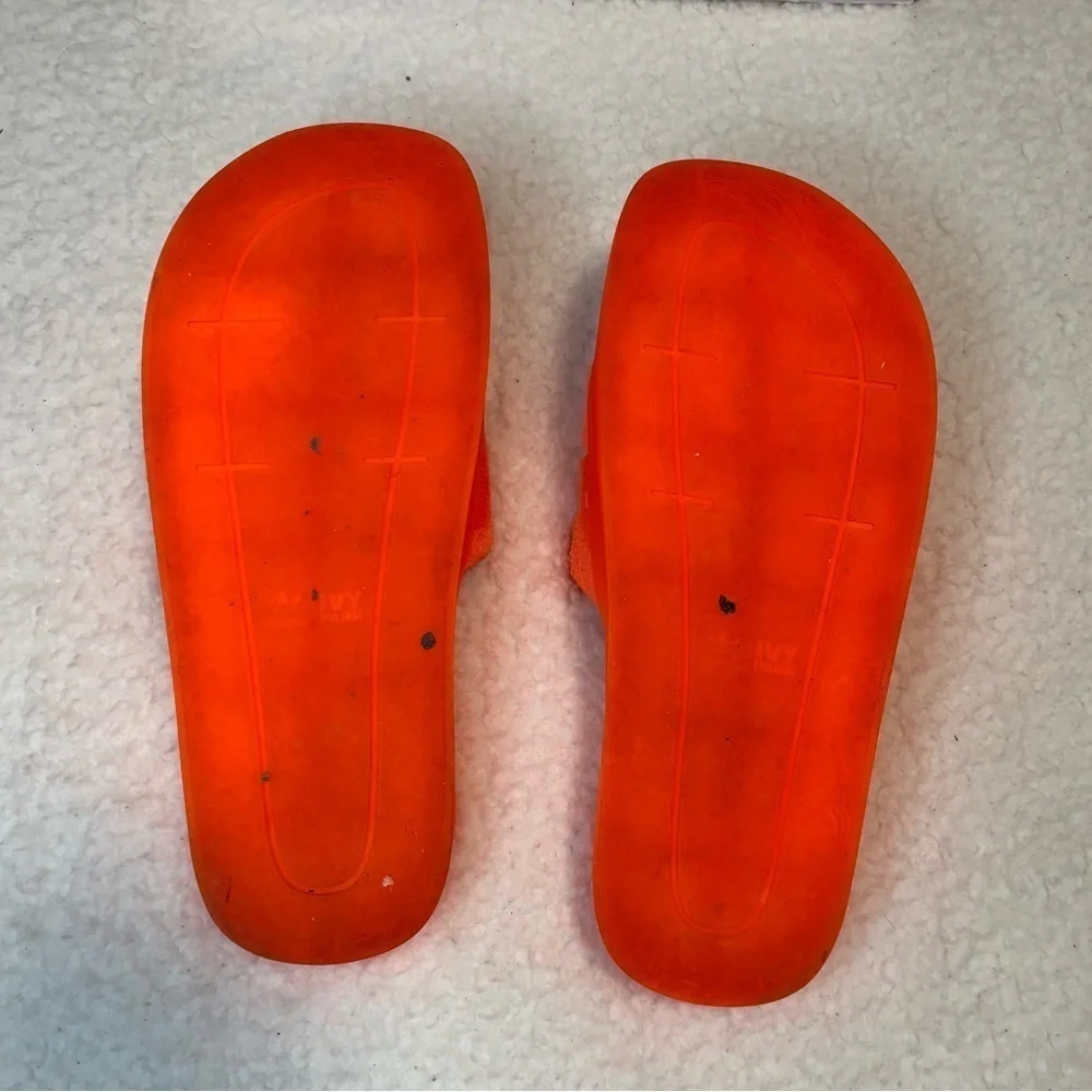 Ivy Park x Adidas Screaming Orange Terry Cloth Logo Platform Slides